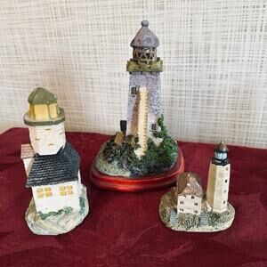 Lighthouse Resin Varied Figurines Set of 3 Decor Costal Core Nautical
